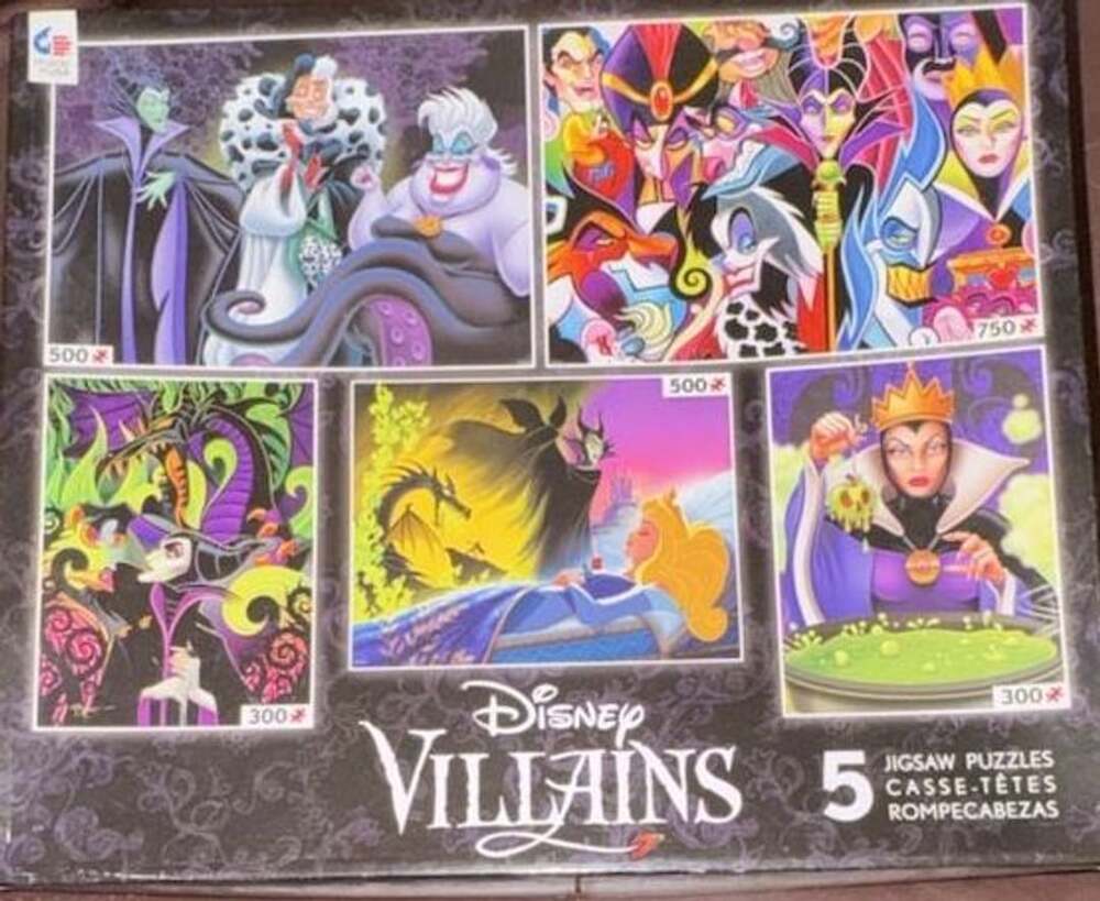 Ceaco Disney Villains 5-in-1 Jigsaw Puzzle Set 300/500/750 Pieces